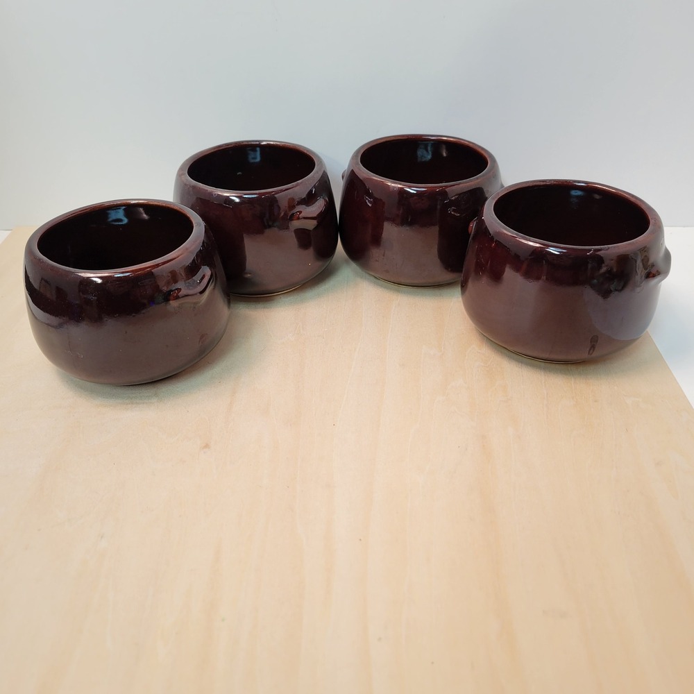 Set of 4 Westmoreland Brown Glazed‎ Ceramic Small Pots